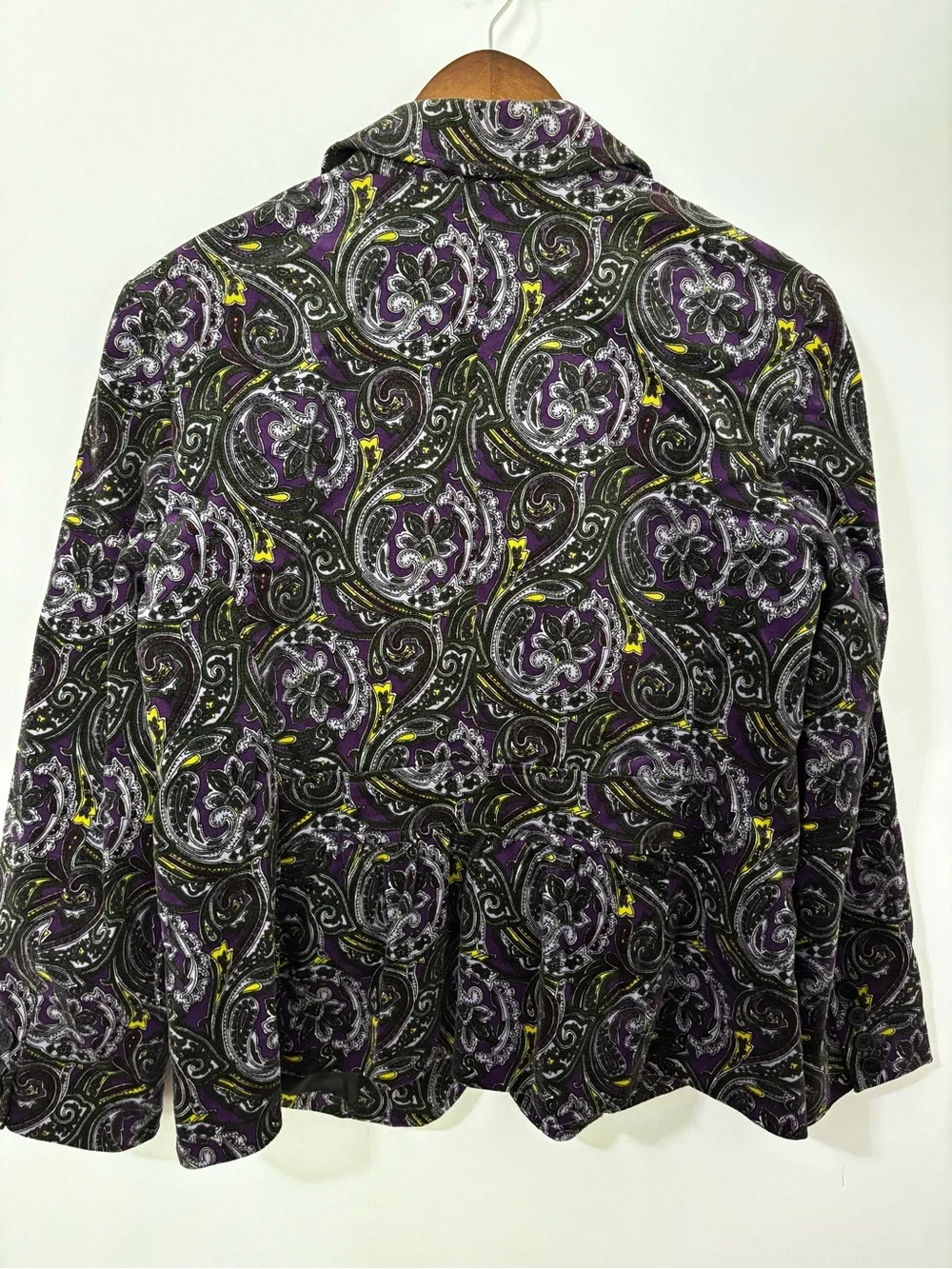 Talbots Signature Size 12 Purple Paisley Cotton Stretch Blazer Jacket Statement